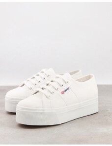 Superga - 2790 Linea - Sneakers flatform con suola spessa bianche in tela-Bianco