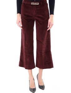 Pinko PANTALONE A PALAZZO CROPPED IN VELLUTO MILLERIGHI, BORDEAUX