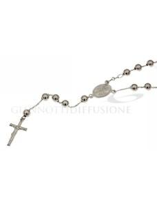Giannotti Girocollo rosario in oro bianco, lucido, con catenina rolo' diamantata e grani lisci, 50cm