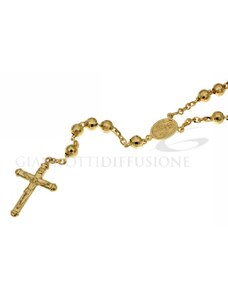 Giannotti Girocollo rosario in oro giallo, lucido, con catenina rolo' diamantata e grani sfaccettati, 60cm