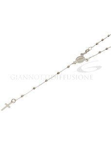 Giannotti Girocollo rosario in oro bianco, lucido, con catenina rolo' ovale e grani lisci, 45cm