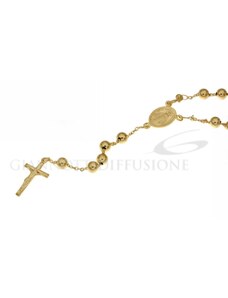 Giannotti Girocollo rosario in oro giallo, lucido, con catenina rolo' diamantata e grani lisci, 60cm