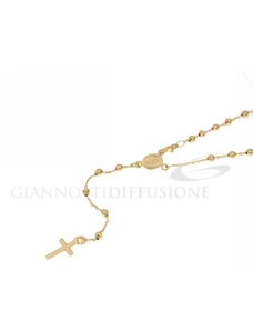Giannotti Girocollo rosario in oro giallo, lucido, con catenina rolo' diamantata e grani sfaccettati, 40cm