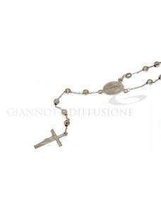 Giannotti Girocollo rosario in oro bianco, lucido, con catenina rolo' diamantata e grani sfaccettati, 45cm