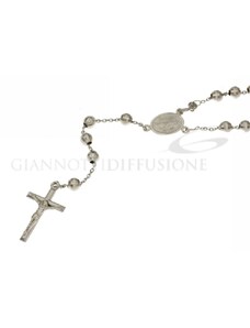 Giannotti Girocollo rosario in oro bianco, lucido, con catenina rolo' diamantata e grani sfaccettati, 50cm