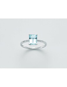 Anello oro bianco, diamanti e topazio azzurro Gemma del Cielo Yukiko LID3287YX