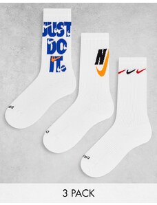 Nike Training - Everyday Cushioned - Confezione da 3 paia di calzini bianchi-Bianco