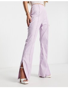 Missyempire Missy Empire - Pantaloni a fondo ampio con spacco frontale lilla in coordinato-Viola