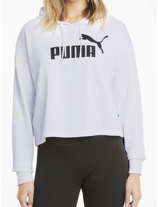 Puma Ess Cropped Logo Hoodie Felpa Donna Con Cappuccio Bianco Taglia L
