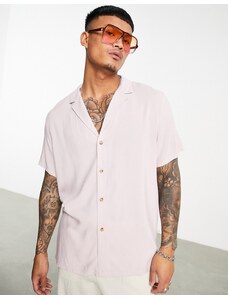 ASOS DESIGN - Camicia comoda in viscosa rosa con colletto rever