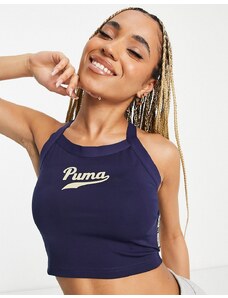 PUMA - Brassière senza maniche blu navy stile college