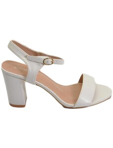 Malu Shoes Scarpe sandalo bianco donna con tacco 6 cm basso comodo basic con fascia morbida e cinturino alla caviglia open toe