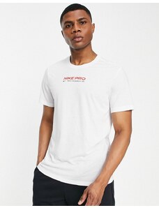 Nike Training Nike Pro Training - T-shirt bianca con logo-Bianco