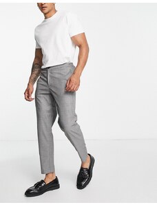 Selected Homme - Pantaloni slim affusolati eleganti grigi a quadri-Grigio