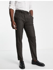 ASOS DESIGN - Pantaloni da abito super skinny in misto lana kaki a quadri-Verde
