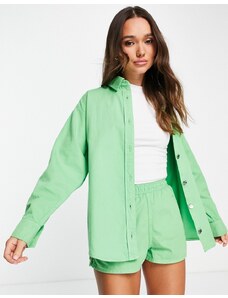 ASOS DESIGN - Camicia oversize in denim verde in coordinato