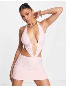 Missyempire - Vestito corto aderente rosa con decorazioni