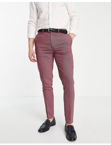 ASOS DESIGN - Pantaloni eleganti super skinny testurizzati bordeaux puntinato-Rosso