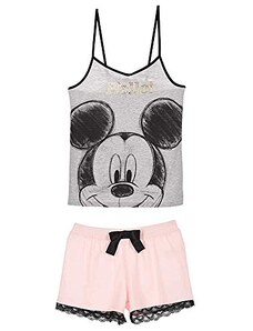 Disney Stitch Pigiama Donna Estivo Corto Pigiami Due Pezzi con Spalline e  Pantaloncini Cotone Misto S-XL Minnie Mary Poppins Carica dei 101 Dumbo IH  Oh (L, Senape Mickey) 