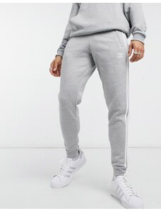 adidas Originals - adicolor - Joggers skinny con tre strisce, colore grigio mélange