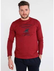 U.S. Grand Polo Maglietta Da Uomo a Manica Lunga T-shirt Rosso Taglia Xxl