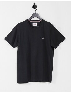 Tommy Jeans - T-shirt nera con logo con bandiera-Nero