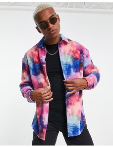 ASOS DESIGN - Camicia oversize anni '90 in pile borg tie-dye vivace-Multicolore