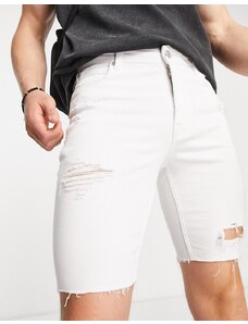 ASOS DESIGN - Pantaloncini super elasticizzati bianchi con strappi-Bianco