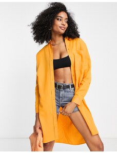Selected Femme - Camicia oversize arancione con cintura