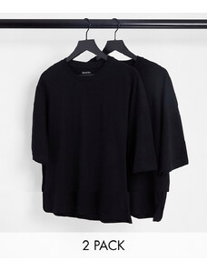 Bershka - Confezione da 2 t-shirt oversize nere-Nero