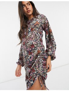 Vero Moda - Vestito corto fasciante con dettagli arricciati e stampa a fiori misti-Rosa