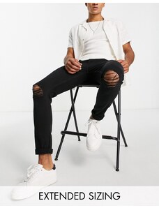 ASOS DESIGN - Jeans skinny neri con strappi alle ginocchia-Nero