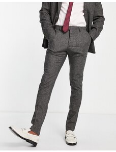 ASOS DESIGN - Pantaloni skinny da abito in tessuto a trama puntinata grigio