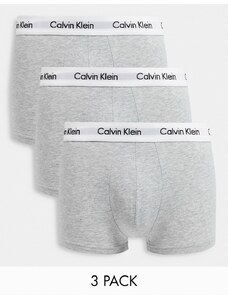 Calvin Klein - Confezione da 3 paia di boxer aderenti a vita bassa con elastico in vita con logo grigi-Grigio