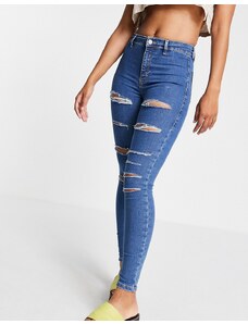 Topshop - Joni - Jeans con strappi vistosi blu medio