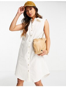 Y.A.S - Vestito camicia corto senza maniche in cotone bianco - WHITE