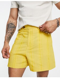 ASOS DESIGN - Pantaloncini bermuda eleganti color senape a righe-Giallo