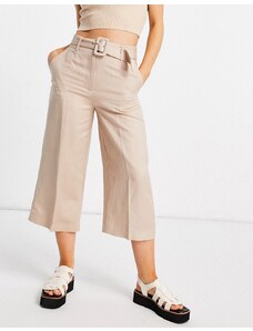 Forever New - Pantaloni sartoriali a fondo ampio color pietra con cintura-Neutro