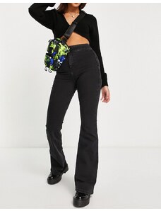 Topshop - Jeans a zampa elasticizzati nero slavato