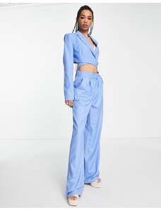 Kyo - The Brand - Pantaloni comodi sartoriali blu fiordaliso con spacco con zip in coordinato-Arancione