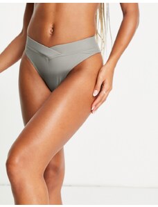 Unique21 - Slip bikini a vita alta verde salvia
