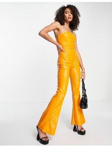 KYO - The Brand - Tuta jumpsuit a fascia in pelle sintetica arancione