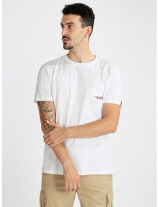 Baci & Abbracci T-shirt Uomo In Cotone Con Taschino Manica Corta Bianco Taglia L