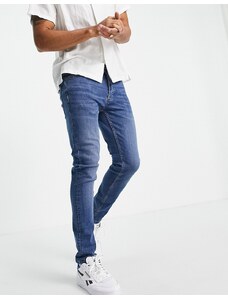 Topman - Jeans skinny elasticizzati lavaggio medio-Blu