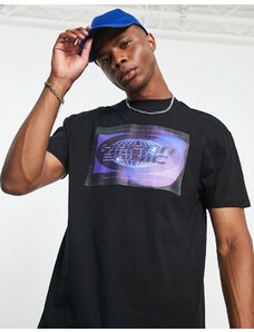 ASOS DESIGN - T-shirt comoda nera con stampa cibernetica sul davanti-Nero