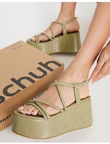 Schuh - Samantha - Sandali chunky flatform verde salvia con listini
