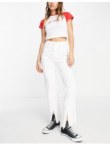 Urban Revivo - Jeans con spacco sul fondo bianchi-Bianco