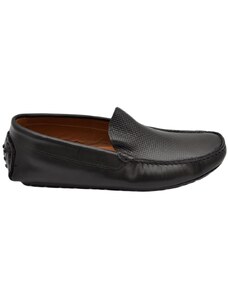 Malu Shoes Mocassino barca uomo nero comfort casual made in italy in vera pelle nappa traforata fondo antiscivolo gomma estiva