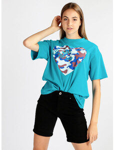 Miho's Maxi T-shirt Donna Con Stampa Manica Corta Blu Taglia Unica