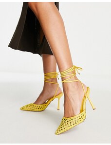 ASOS DESIGN - Preston - Scarpe gialle con tacco alto allacciate alla caviglia-Giallo